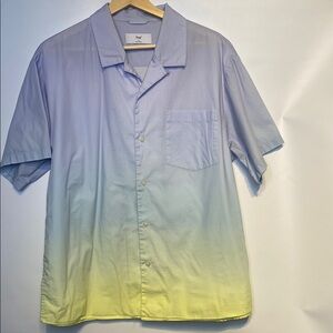 TNA ombré 100% Cotton blue yellow button down shirt